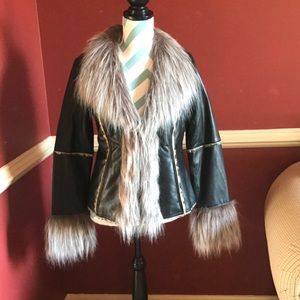 I•N•C Leather and leopard jacket